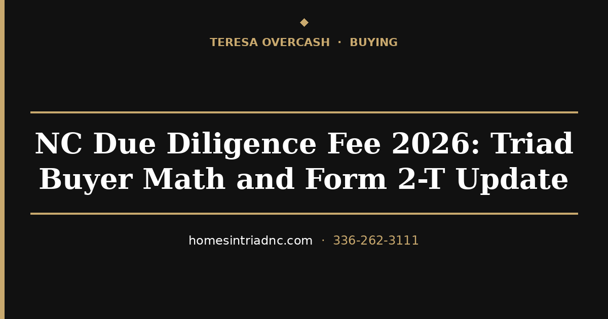 NC Due Diligence Fee 2026: Triad Buyer Math + Form 2-T