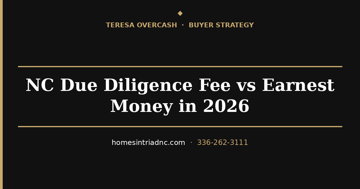 NC Due Diligence Fee vs Earnest Money in 2026